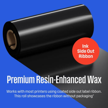 Thermal Transfer Ribbon, Black, 12 Rolls, 0.5 Inch Core, 4.33